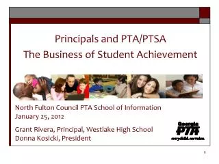 Principals and PTA/PTSA The Business of Student Achievement