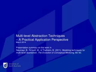 Multi-level Abstraction Techniques – A Practical Application Perspective