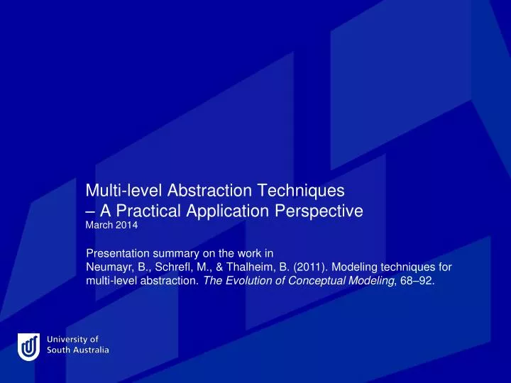 multi level abstraction techniques a practical application perspective
