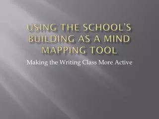 Using the School’s Building as a Mind mapping Tool
