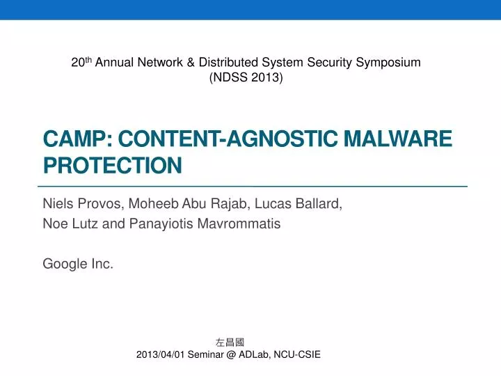 camp content agnostic malware protection