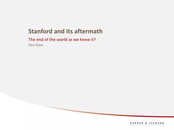 stanford and its aftermath