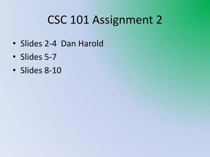 csc 101 assignment 2