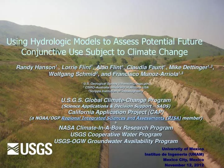 using hydrologic models to assess potential future conjunctive use subject to climate change