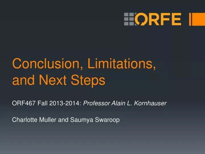 conclusion limitations and next steps