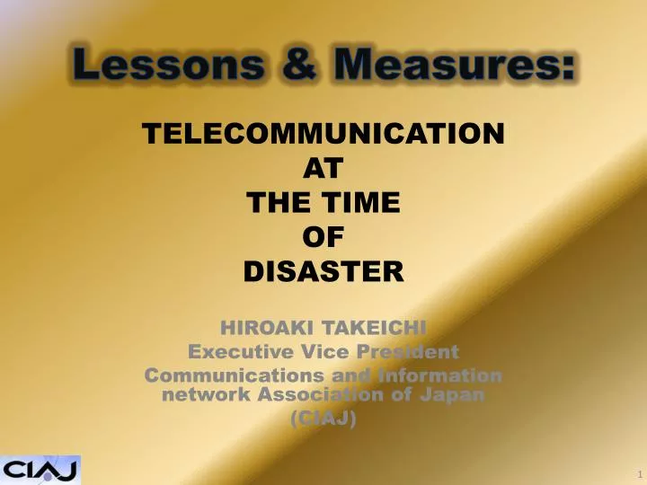 telecommunication at the time of disaster