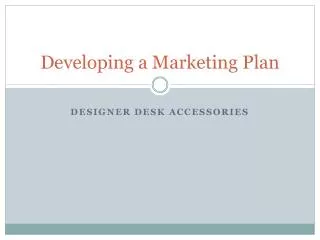 Developing a Marketing Plan