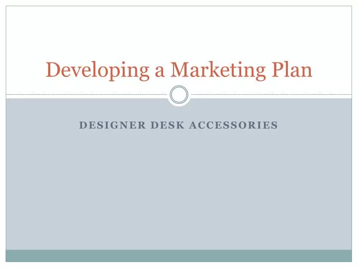 developing a marketing plan