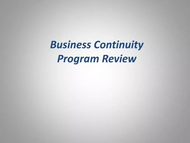 business continuity program review