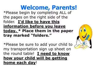 Welcome, Parents!