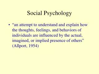 Social Psychology