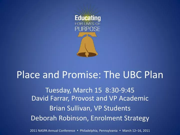 place and promise the ubc plan