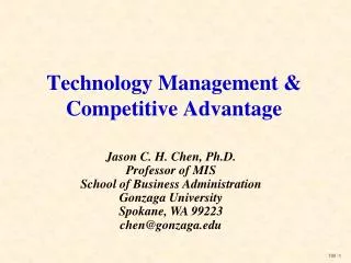 Technology Management &amp; Competitive Advantage