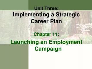 Unit Three : Implementing a Strategic Career Plan