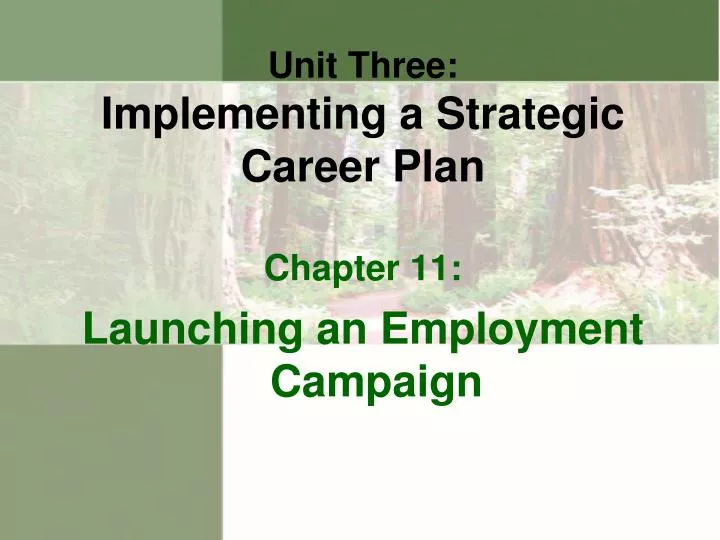 unit three implementing a strategic career plan
