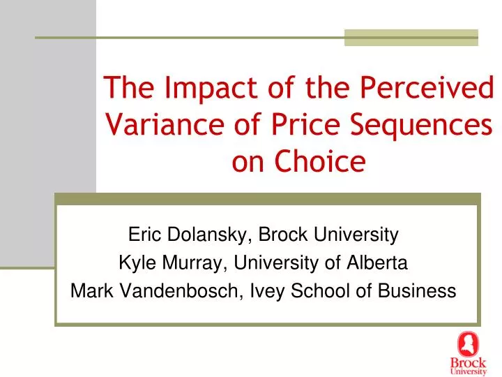 the impact of the perceived variance of price sequences on choice