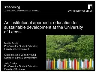 An institutional approach: education for sustainable development at the University of Leeds