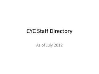 CYC Staff Directory