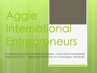 Aggie International Entrepreneurs