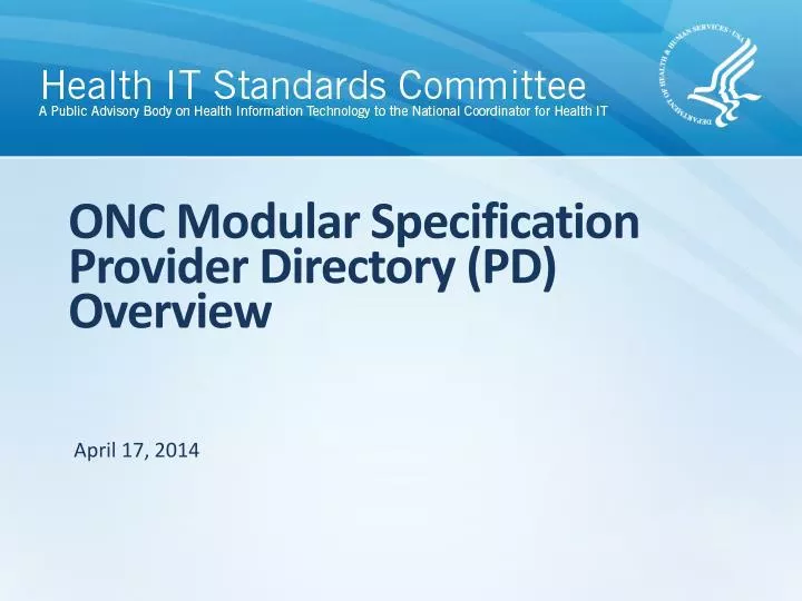 onc modular specification provider directory pd overview