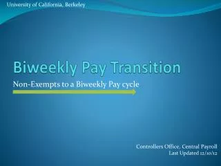 Biweekly Pay Transition