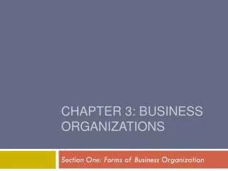 CHAPTER 3: BUSINESS ORGANIZATIONS