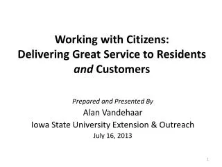 Working with Citizens: Delivering Great Service to Residents and Customers