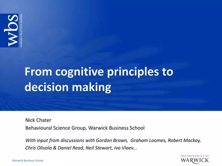 from cognitive principles to decision making