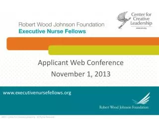 Applicant Web Conference November 1, 2013