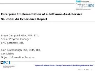 Enterprise Implementation of a Software-As-A-Service Solution: An Experience Report