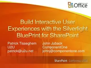 Build Interactive User Experiences with the Silverlight BluePrint for SharePoint