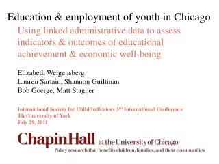 Education &amp; employment of youth in Chicago