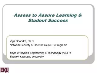 Assess to Assure Learning &amp; Student Success