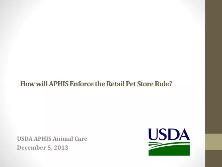 how will aphis enforce the retail pet store rule