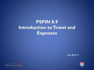 PSFIN 8.9 Introduction to Travel and Expenses