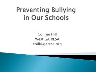 Preventing Bullying in Our Schools