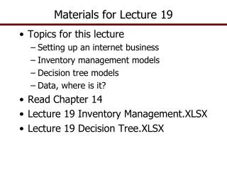 Materials for Lecture 19