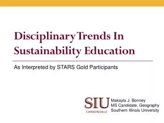 Disciplinary Trends In Sustainability Education