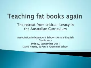 Teaching fat books again
