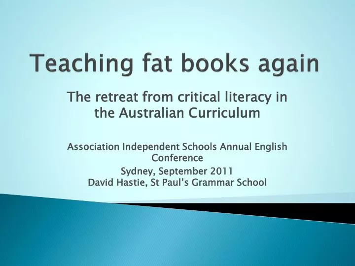 teaching fat books again