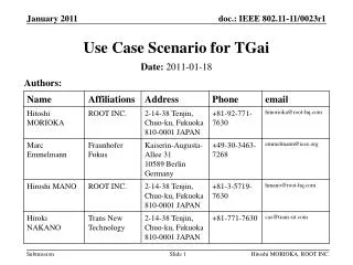 Use Case Scenario for TGai