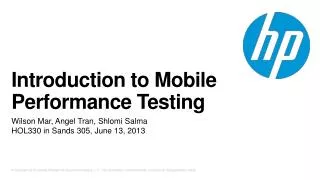 Introduction to Mobile Performance Testing