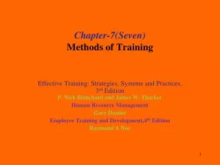 Chapter-7(Seven ) Methods of Training