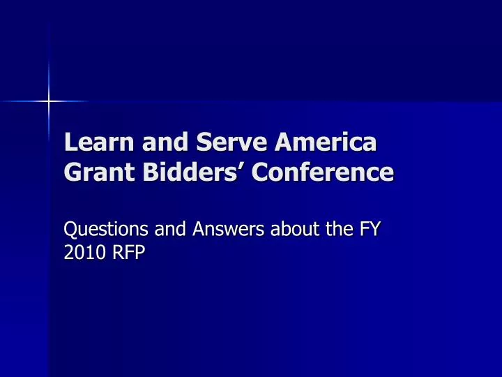 learn and serve america grant bidders conference