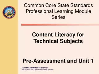 Common Core State Standards Professional Learning Module Series
