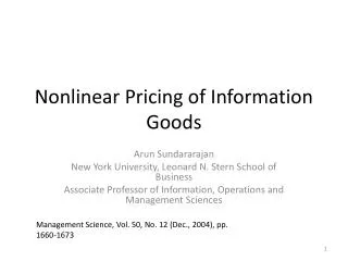 Nonlinear Pricing of Information Goods