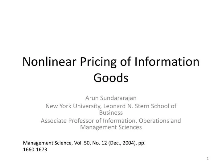 nonlinear pricing of information goods