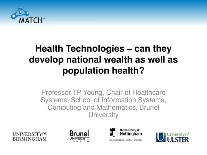 health technologies can they develop national wealth as well as population health
