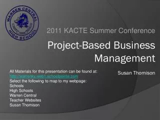 Project-Based Business Management Susan Thomison