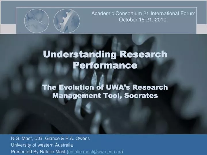 understanding research performance the evolution of uwa s research management tool socrates